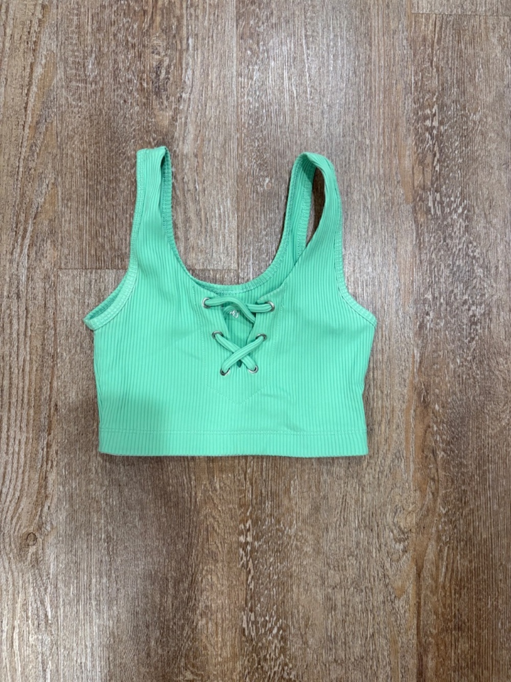 Year Of Ours Mint Green Ribbed Lace-Up Activewear Set - Size XS - Picture 7 of 9